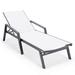 LeisureMod Marlin Patio Chaise Lounge Chair With Armrests in Black Aluminum Frame - Leisuremod MLABL-77W