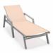 LeisureMod Marlin Patio Chaise Lounge Chair With Armrests in Grey Aluminum Frame - Leisuremod MLAGR-77LBR