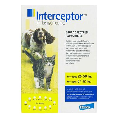 Interceptor For Medium Dogs 26-50 Lbs (Yellow) 3 C...