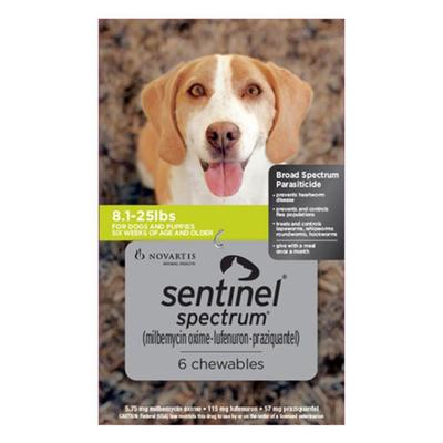 Sentinel Spectrum For Dogs 8.1-25 Lbs (Green) 6 Chews