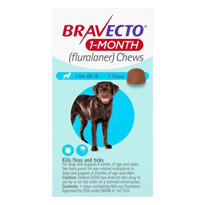 Bravecto 1 Month Chew For Large Dogs 44 To 88lbs (Blue) 1 Chew