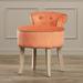 Alcott Hill® Vanity Solid Wood Vanity Stool Wood/Upholstered in Brown/Gray/Orange | Wayfair CE67C31F37C949F292566DFB23454C9D