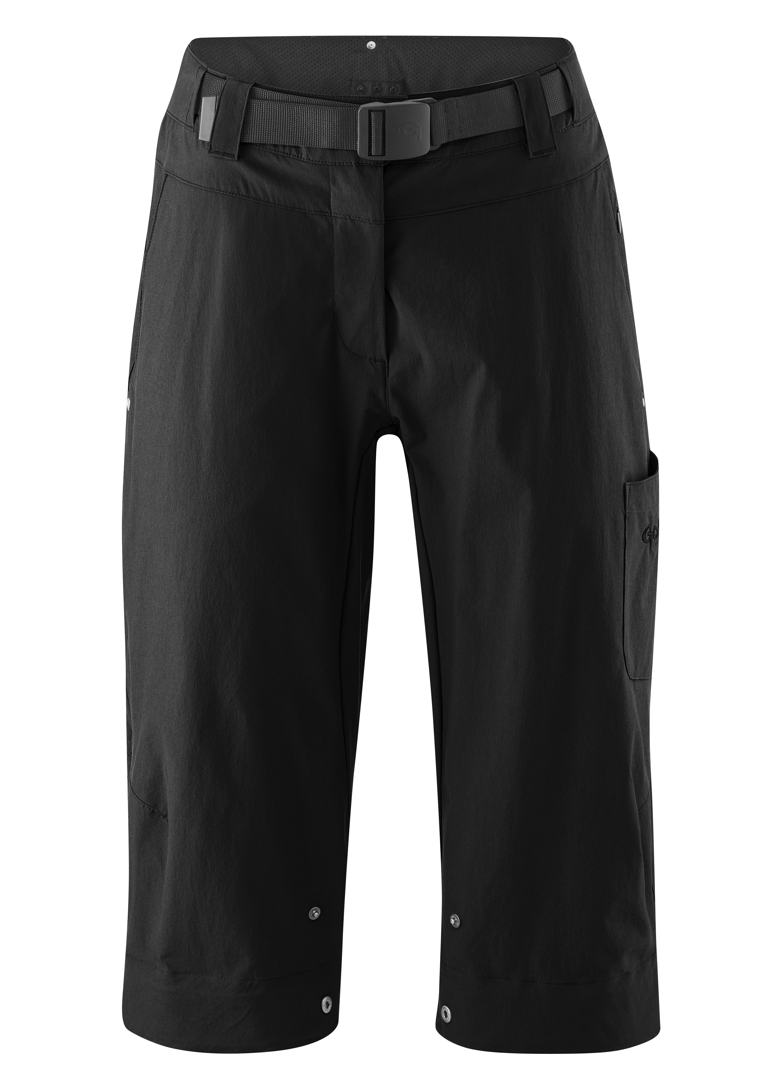 Fahrradhose GONSO "Ruth 3/4", Damen, Gr. 42, Normalgrößen, schwarz, 90% Polyamid, 10% Elastan, Hosen, Damen 3/4 Radhose, Innenhose mit Sitzpolster, Bund inkl. Gürtel Image