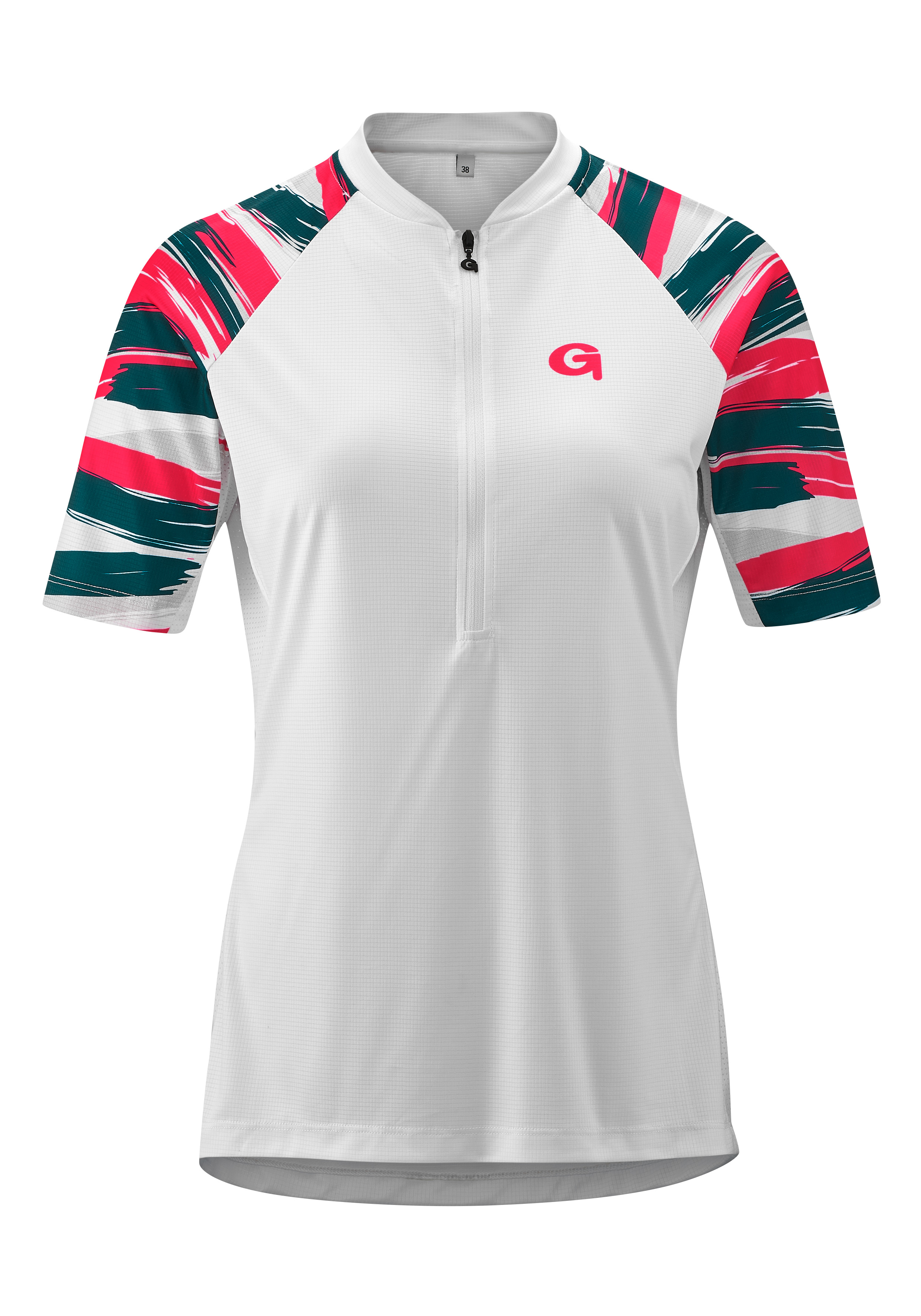 Radtrikot GONSO "BEDOLLO", Damen, Gr. 36, weiß, 100% Polyester (Recycelt), Rundhals, Trikots, Leicht, schnell trocknend, optimaler Feuchtigkeitstransport Image