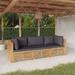 vidaXL 3 Piece Patio Lounge Set with Cushions Solid Wood Teak - 27.4" x 27.4" x 23.6"