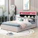 Upholstered Platform Bed with Storage Headboard, LED, USB Charging and 2 Drawers