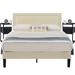 Five Color Options, 3-Pieces Tufted Upholstered Platform Bed Frame with Adjustable Headboard and Nightstands Set of 2-VECELO