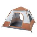 Gzxs Spring Quick Opening Four-Person Family Tent Camping Tent 7.87 x 7.87 x 4.9 FT Brown