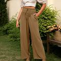 New Spring Fashion POROPL Loose Wide Leg Cotton Linen Trousers Straight Casual Pants Youth Baseball Pants Clearance Brown Size 4