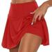 Flash Saleï¼� HIMIWAY Workout Sets for Women Women s Athletic Stretchy Pleated Tennis Skirts Run Yoga Inner Shorts Elastic Sports Golf Skorts Red M