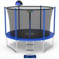 YORIN Trampoline for 2-3 Kids 8FT Trampoline for Adults with Enclosure Net Basketball Hoop Non-slip Mat Ladder 800LBS Outdoor Recreational Round Trampoline Heavy Duty Trampoline