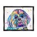 Stupell Bold Rainbow Shih Tzu Dog Portrait Animals & Insects Painting Black Floater Framed Art Print Wall Art