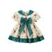 Baby Girls Dress Short Sleeve Bowknot Bear Print A-line Dress Princess Dress for Casual Daily