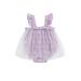Coduop Toddler Baby Girl Sleeveless Tulle Mesh Dress Romper Girl Princess Floral Sling Jumpsuit