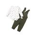 Mikrdoo Baby Boys Clothes Boys OOTD 12 Months Infant Boys Bear Print Romper 18 Months Baby Boys Pocket Straps Suspender Pants 2Pcs Outfits White