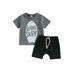 GXFC Toddler Boys Summer Graphic Print Shorts Outfits Kids Boys Short Sleeve T-shirt Tops and Short Pants Set Casual Clothes 2Pcs 0-3T