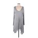 TOBI Casual Dress - A-Line Scoop Neck Long sleeves: Gray Print Dresses - Women's Size Medium