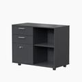 Ebern Designs Brown Oak File Cabinet, Drawer File Cabinet w/ Coded Lock, Mobile Lateral Filing Cabinet w/ Open Storage Shelves in Gray | Wayfair