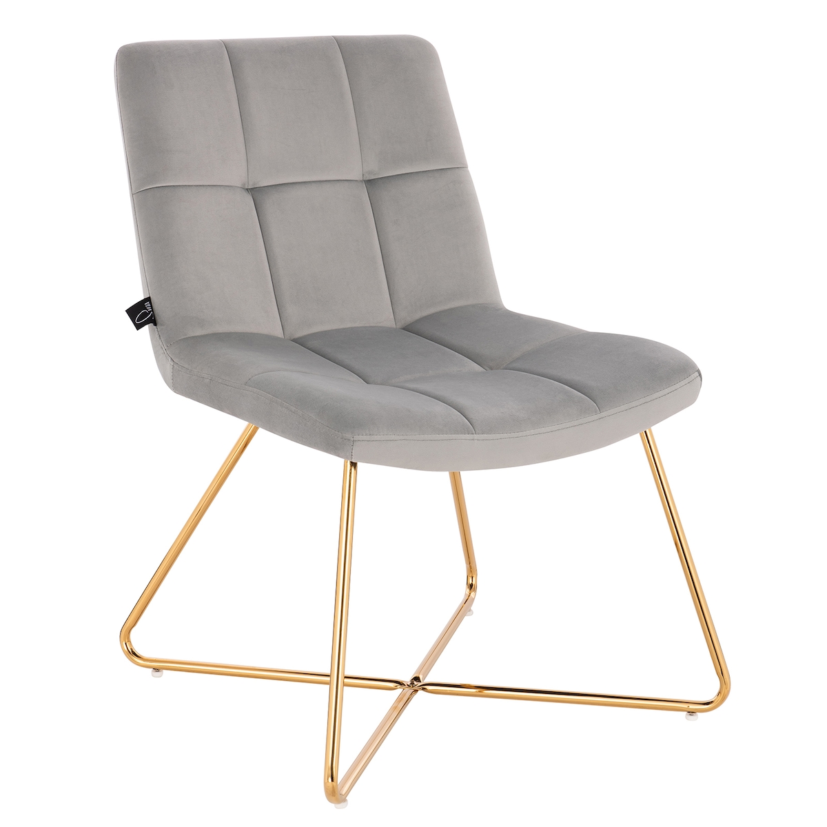 SVITA LYNN Loungesessel Cocktailsessel Clubsessel Polsterstuhl ohne Armlehnen Goldene Beine Samt-Polster Grau Image