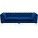 Modern 3 Seater Velvet Sofa Button Tufting Chesterfield Low Back Blue Sotra - Blue