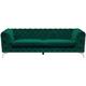 Modern 3 Seater Velvet Sofa Button Tufting Chesterfield Low Back Green Sotra - Green