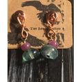 Pink & Green Drop Earrings - Fluorite Sapphire Rose Gold Filled Dangles Gold Earrings