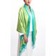 100% Blue & Green Silk Scarf With Tassels - Luxury Satin Pure Reversible Plain Gift For Women