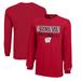 Youth Champion Red Wisconsin Badgers Stacked Logo Long Sleeve Football T-Shirt