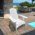 Folding Adirondack Chair Wood Lounge Patio Chair for Garden Beach All Weather Resistant Poly Lumber Outdoor Patio Chairs Seashell Slat Curved Back Widen Seat Armrest