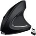 Ergonomic Vertical Wireless Mouse Rechargeable Optical Mouse 2.4G Bluetooth/USB 6-button Mouse Black F86003