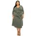 Pastel by Vivienne Women s Faux Wrap Dress with Tie Plus Size Heather Grey X-Large