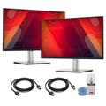 2 x Dell P2222H 22 Full HD 1080p 16:9 IPS Monitor + 2 x HDMI Cable + More
