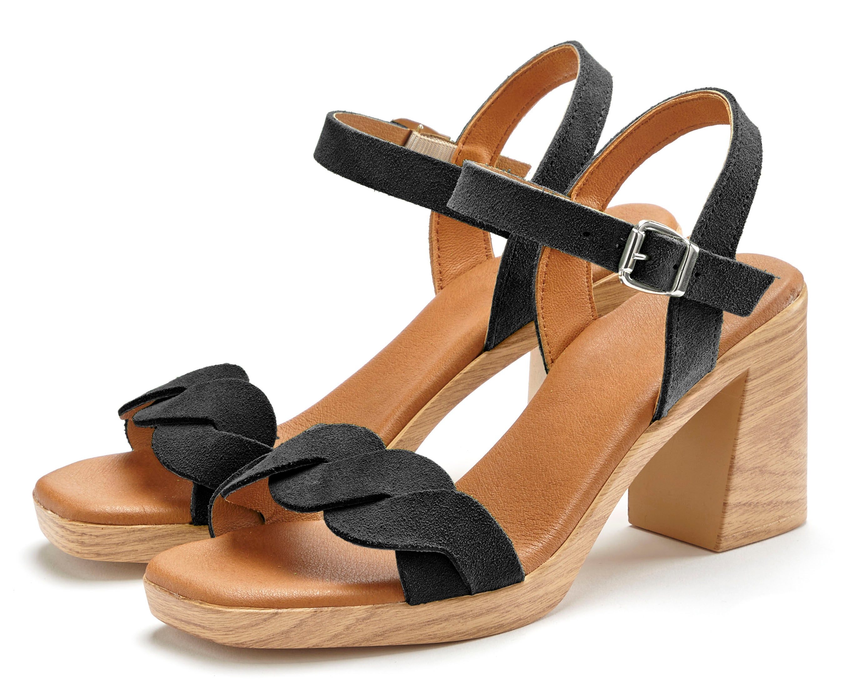 Riemchensandalette LASCANA "Sandale, Sandalette, Sommerschuh", Damen, Gr. 38, schwarz, Obermaterial: 100% Rindsleder. Futter: 50% Lederimitat, 50% Polyester. Decksohle: 50% Lederimitat, 50% Polyester. Laufsohle: 100% Synthetik, unifarben, Schuhe,...