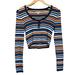 American Eagle Outfitters Tops | American Eagle Outfittersmulti-Color Stripe Ribbed Knit Crop Top Size Large | Color: Blue/Orange | Size: L
