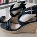 Tory Burch Shoes | Brand New Tory Burch Navy Blue Wedge Suede Sandal Us Size 7.5 Gorgeous! | Color: Blue/Tan | Size: 7.5