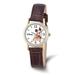 Disney Accessories | Disney Ladies Brown Leather Strap Mickey Mouse Two Tone 27mm Watch | Color: White | Size: 8