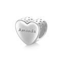 Personalised Engraved Name Heart Charm 925 Sterling Silver Fit Snake Bracelet Customised Handwriting Bead for Women Mom (Style 3 - Silver)