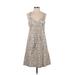 Hoss Intropia Casual Dress - A-Line Plunge Sleeveless: Tan Dresses - Women's Size 38