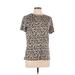 Blooming Jelly Short Sleeve T-Shirt: Tan Leopard Print Tops - Women's Size Medium
