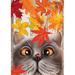 Toland Home Garden Toland Fall Cat and Ladybug Inch Fall Flag Cat Double Sided, Wood in Gray/Orange/Red | 18 H x 12.5 W in | Wayfair 1112655