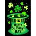 Toland Home Garden Toland St Patty Top Hatty Inch St. Patricks Day Flag Shamrock Double Sided Metal in Black/Green/Yellow | 40 H x 28 W in | Wayfair