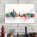 East Urban Home Rainbow Splash Skyline Series: New York City, New York, USA Painting Print on Wrapped Canvas Metal in Blue/Green/Orange | Wayfair