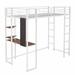 Mason & Marbles Theroux Metal Loft Bed, Storage Bed w/ 2 Shelves & Desk Metal in White | 71.6 H x 79.5 W x 42.1 D in | Wayfair