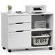 ZUNMOS Filing Cabinet 3-Drawer File Cabinet for Home Office Mobile Lateral Filing Cabinet Printer Stand with Open Storage Shelves for Kids Room Small Space