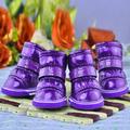 4 Pcs/Sets Puppy Winter Snow Boots Casual Dog Shoes Pet Slip-resistant Waterproof Shoes Purple L