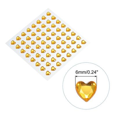 256 Pcs Heart Rhinestone 6mm Self Adhesive Gems Stickers Gold