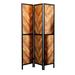 70 Inch Modern 3 Panel Folding Room Divider, Herringbone Pattern, Brown - 52L x 0.75W x 70.25H, in inches