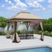 11x 11Ft 2-Tier Soft Top Gazebo with Removable Zipper Mosquito Net