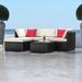 Hearth & Harbor 5-Piece Outdoor Patio Furniture Set Wicker Patio Sectional Conversation Set Black/Off White