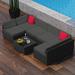 Hearth & Harbor 7-Piece Outdoor Patio Furniture Set Wicker Sectional Sofa Patio Conversation Set Black/Gray